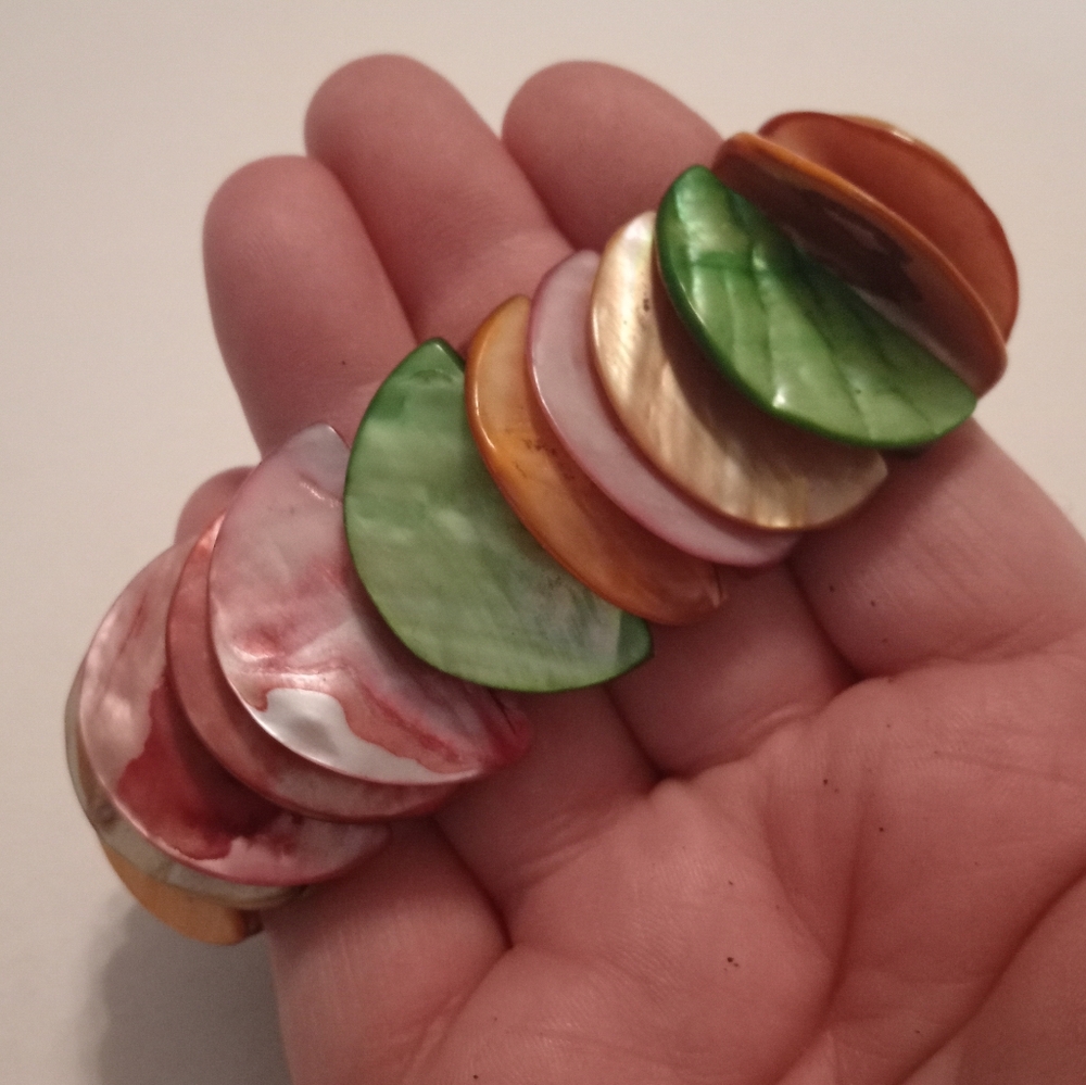 #397.  Genuine Shell Multi Colored Stretch Bracelet